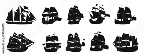 black and white vector 
sailing ship