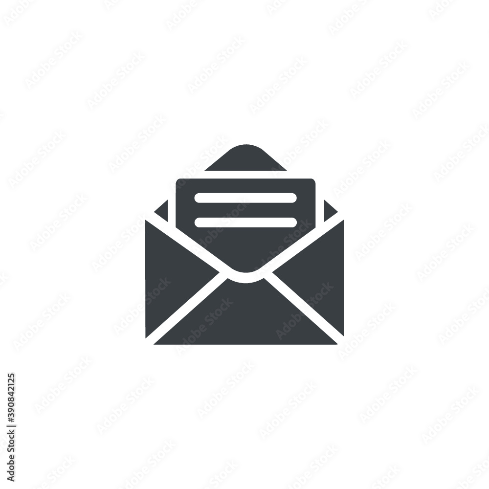 Black and white isolated illustration of mail icon Black and white isolated illustration of mail icon