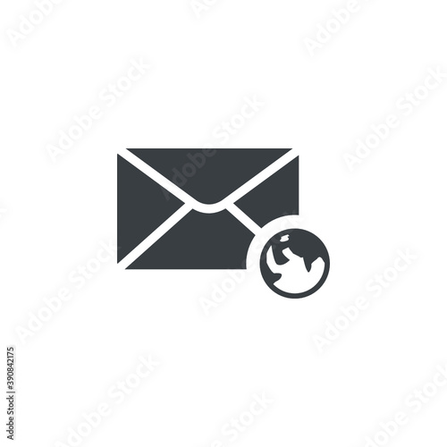 Black and white isolated illustration of mail icon