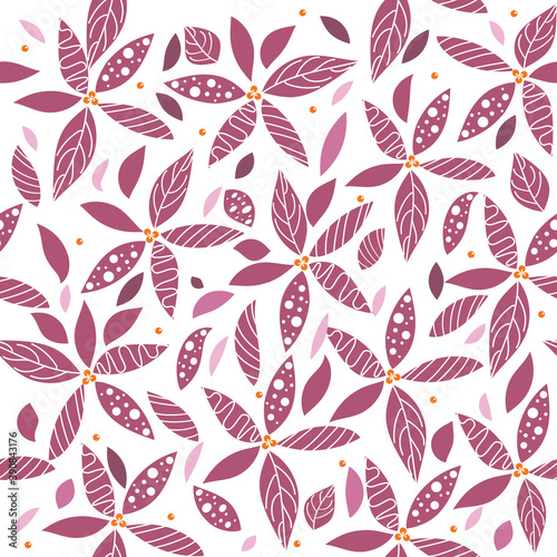 fabric design repeated floral pattern, seamless pattern. pink, leaves with light purple background vector illustration textile.