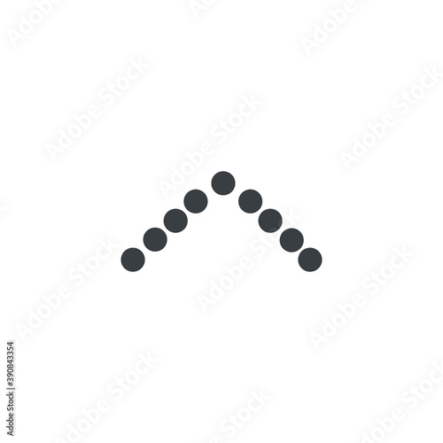 Black and white isolated illustration of dotted up arrow icon