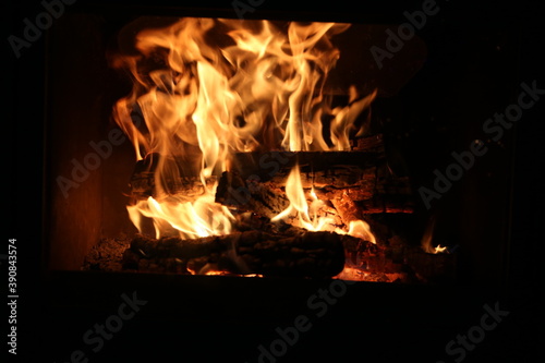 fire in fireplace 