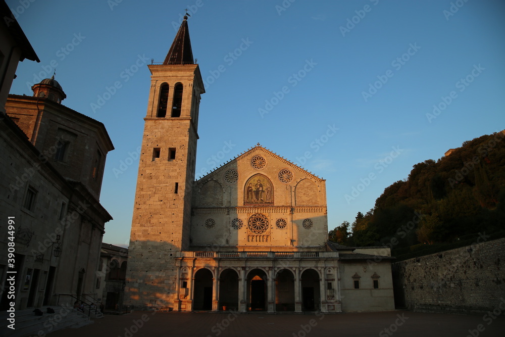 The Cathedral of Spoleto at sunset