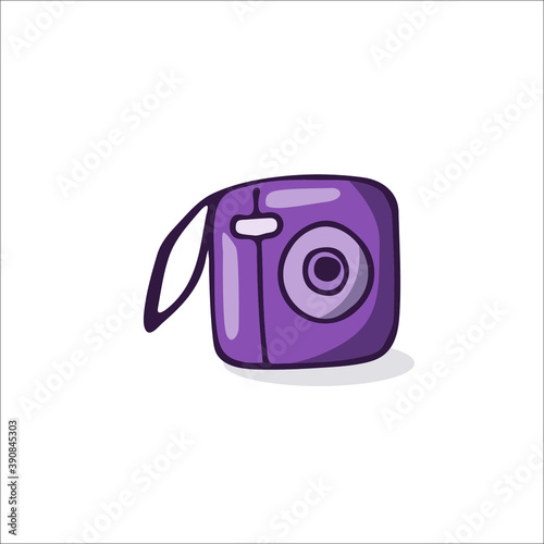 Hand-drawn color camera isolated on white background. Vector illustration.