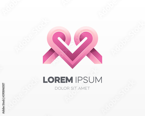 Creative heart with letter m logo