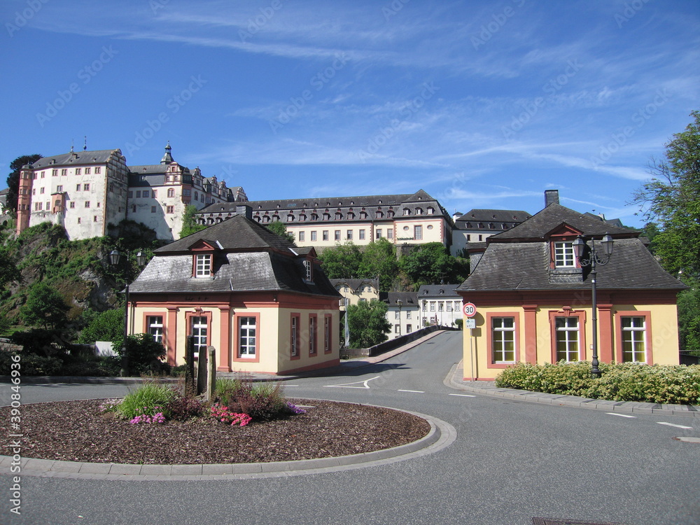 Postplatz in Weilburg mit Kavaliershäusern, Residenstadt an der Lahn in Hessen