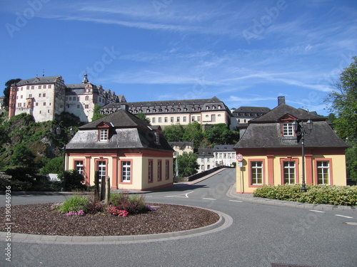 Postplatz in Weilburg mit Kavaliershäusern, Residenstadt an der Lahn in Hessen