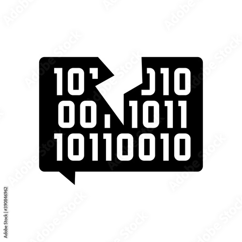 hacked password binary code glyph icon vector. hacked password binary code sign. isolated contour symbol black illustration