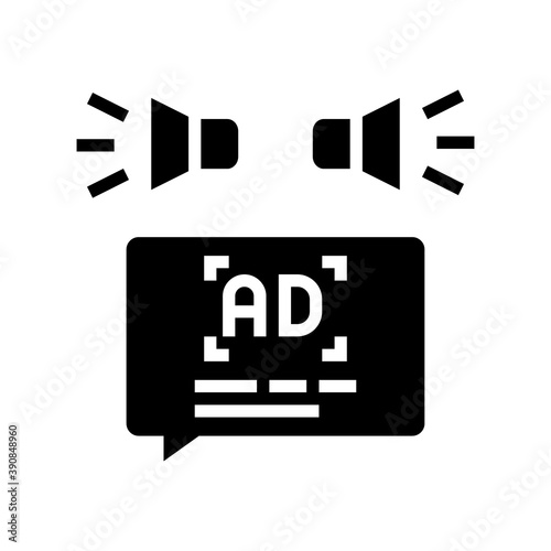 advertisment audio promotion glyph icon vector. advertisment audio promotion sign. isolated contour symbol black illustration