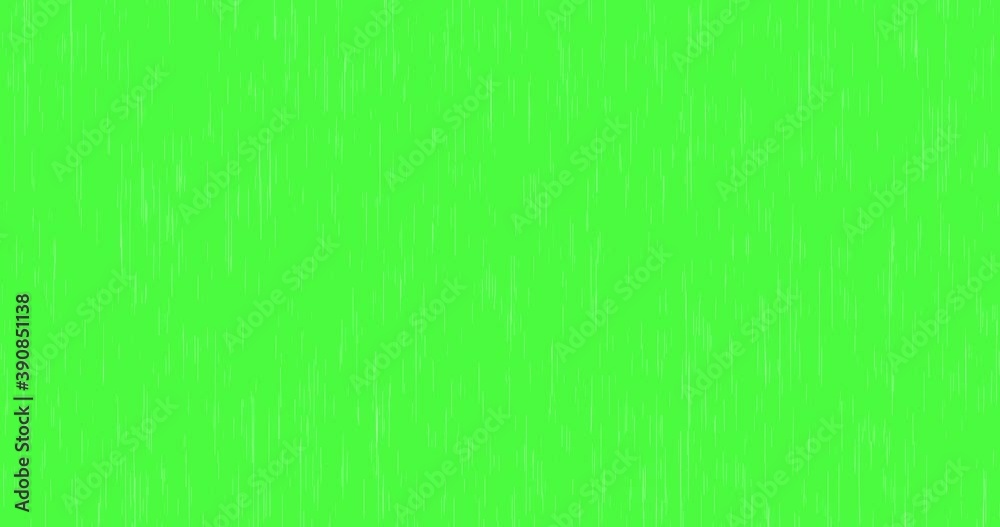 animation - modern falling rain on green background.