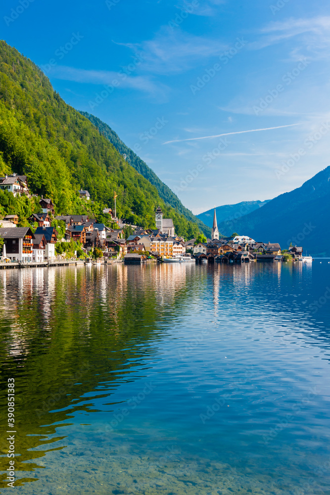 Hallstatt, mountain village in Austrian Alps, Austria Hallstatt, mountain village in Austrian Alps, Austria