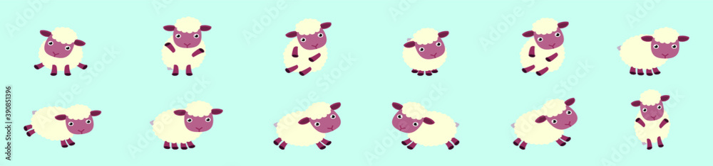 set of sheep animals. cartoon icon design template with various models vector illustration isolated on blue background