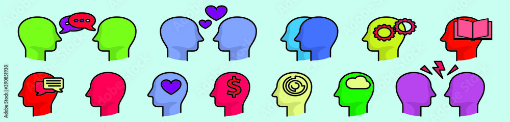 set of concept faces. cartoon icon design template with various models vector illustration isolated on blue background set of concept faces. cartoon icon design template with various models vector illustration isolated on blue background