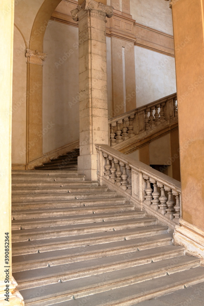 Detail of the marble stairs of the hall of a majestyc palace