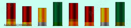 set of shotgun shell. cartoon icon design template with various models vector illustration isolated on blue background