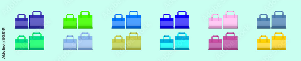 fabric cloth bag tote. cartoon icon design template with various models vector illustration isolated on blue background fabric cloth bag tote. cartoon icon design template with various models vector illustration isolated on blue background