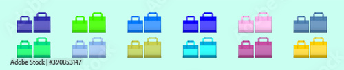 fabric cloth bag tote. cartoon icon design template with various models vector illustration isolated on blue background