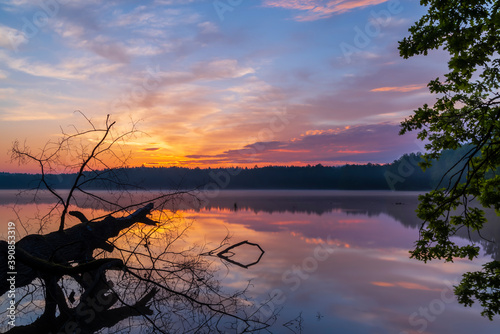 sunrise sun over pond, Trebon, Czech Republic