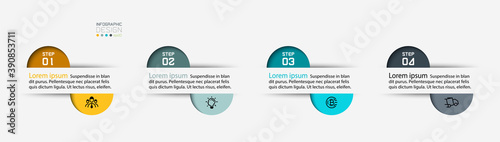 Semicircle dividing for presentation and explain the various working processes study report. infographic illustration.