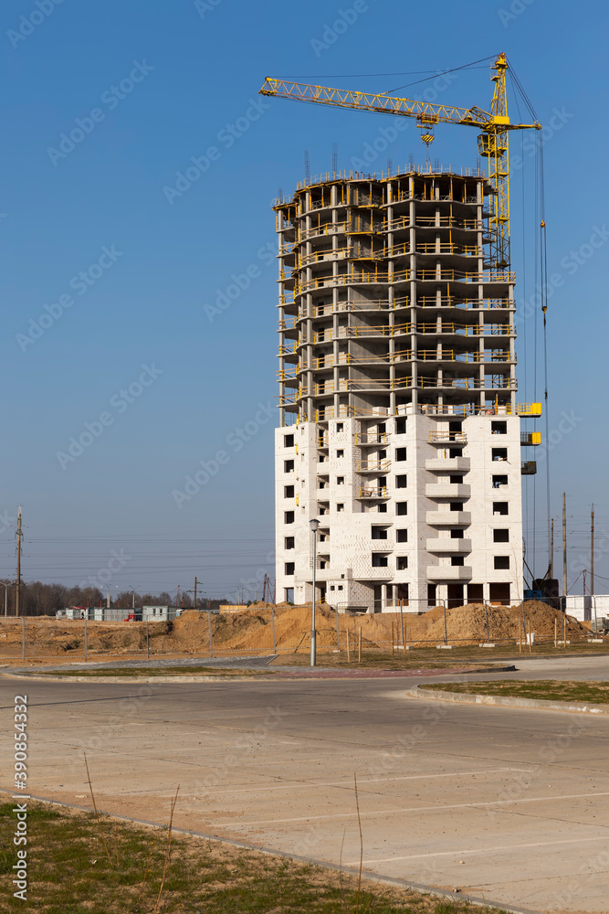 construction of apartment houses in the developing area