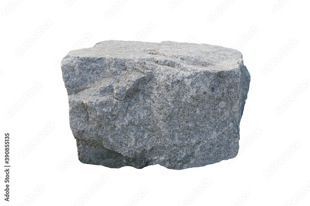 A big gray granite igneous rock isolated on a white background. Stone for garden decoration. A big gray granite igneous rock isolated on a white background. Stone for garden decoration.