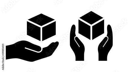 Parcel delivery icon, handle with care sign