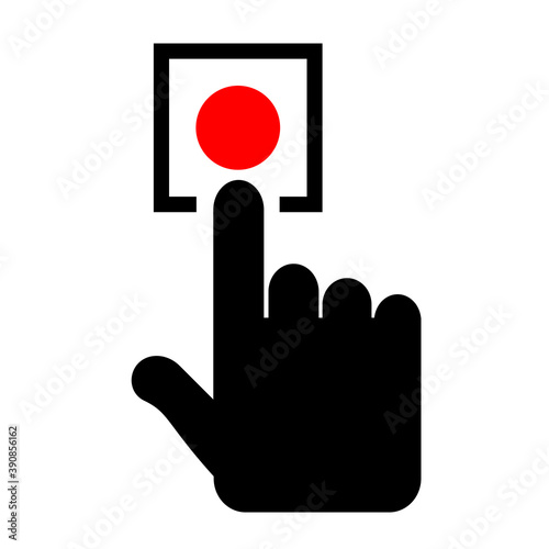 Hand pressing button vector icon