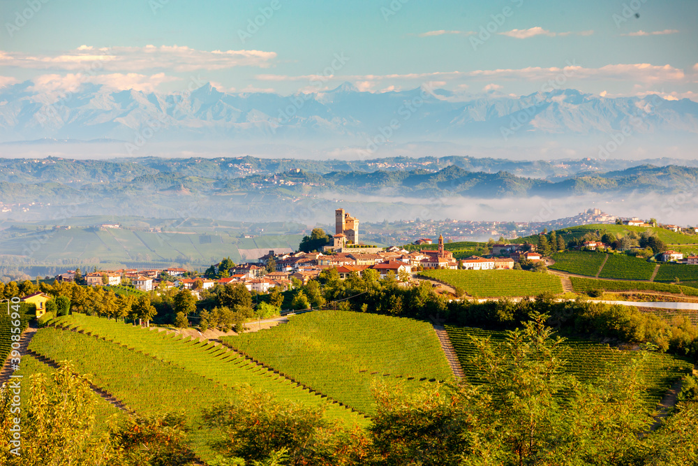View of the village of Serralunga d`Alba and the wonderful Langa, italy View of the village of Serralunga d`Alba and the wonderful Langa, italy