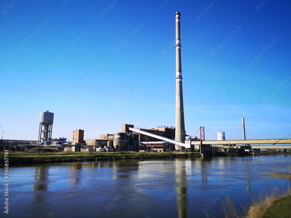 Naklejka premium factory and river