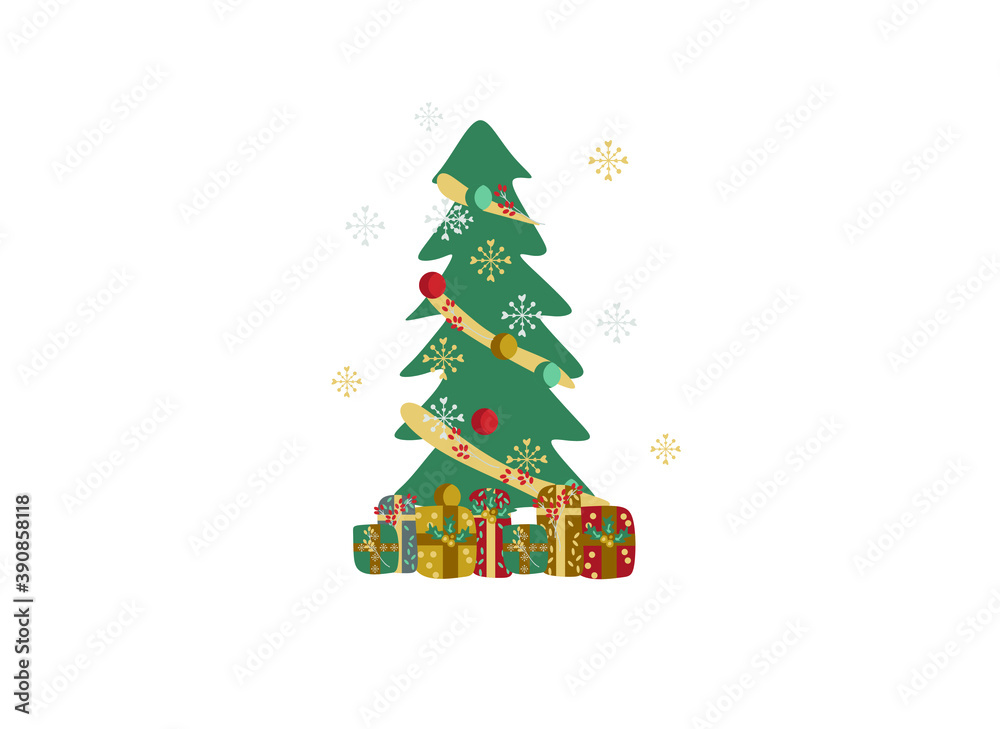 Christmas tree, vector illustration of Christmas card Christmas tree, vector illustration of Christmas card