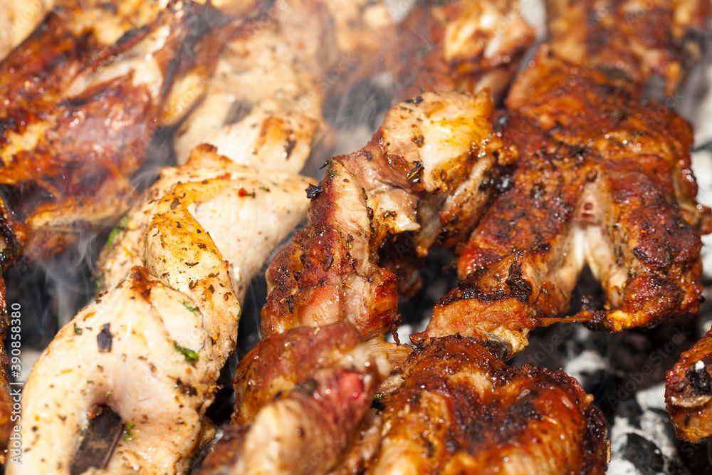 cooking natural meat on coals cooking natural meat on coals
