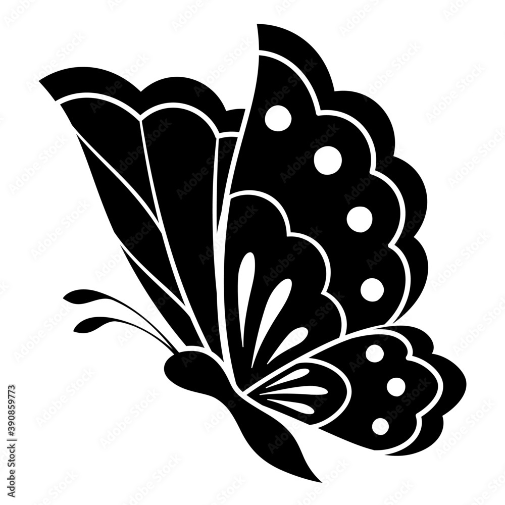 和柄の蝶のシルエット素材 和風イラスト Stock Vektorgrafik Adobe Stock