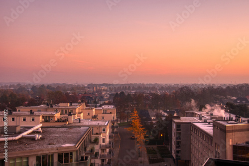 City vieuw from Weert at sunrise, photo made on 6 november 2020