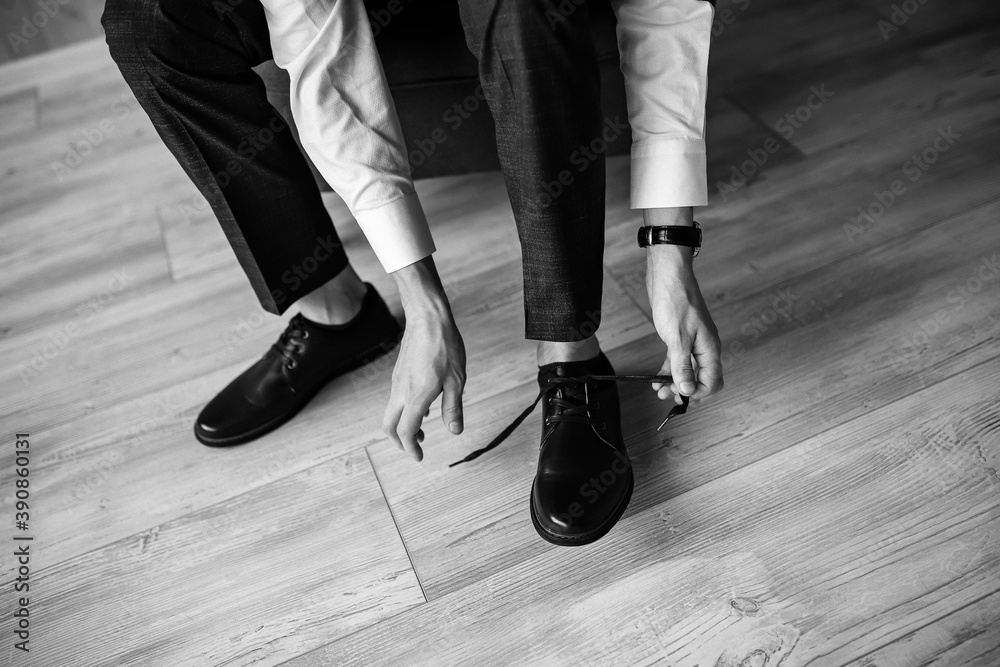 Men's leather shoes on the groom Men's leather shoes on the groom