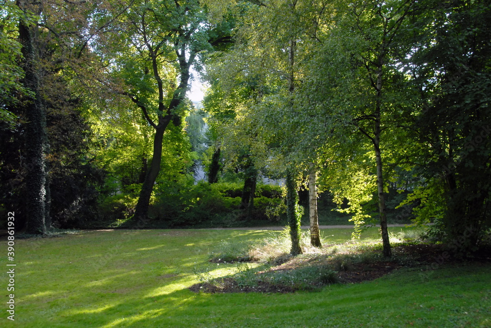 Ville de Créteil, espace ombragé parc Dupeyroux, département du Val de Marne, France