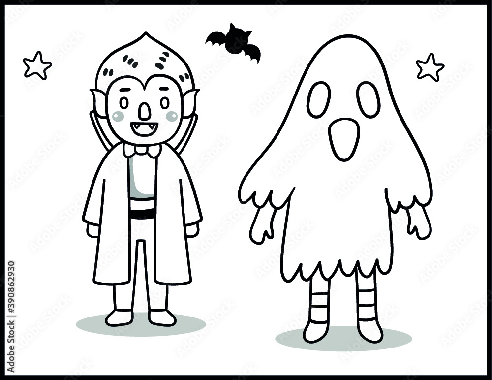 Coloring book page for Halloween - Coloring page- Black and White