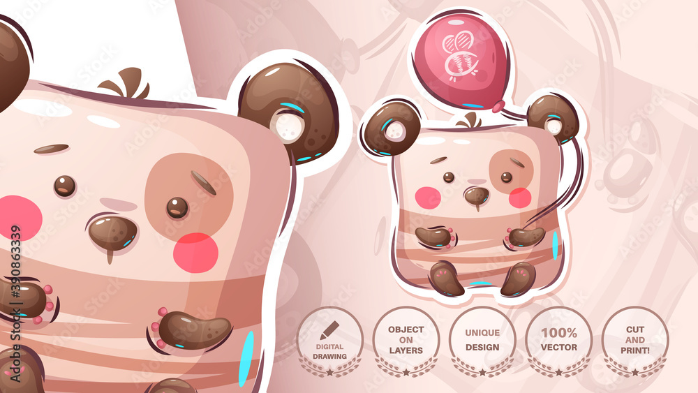 Bear with air balloon - funny sticker Bear with air balloon - funny sticker
