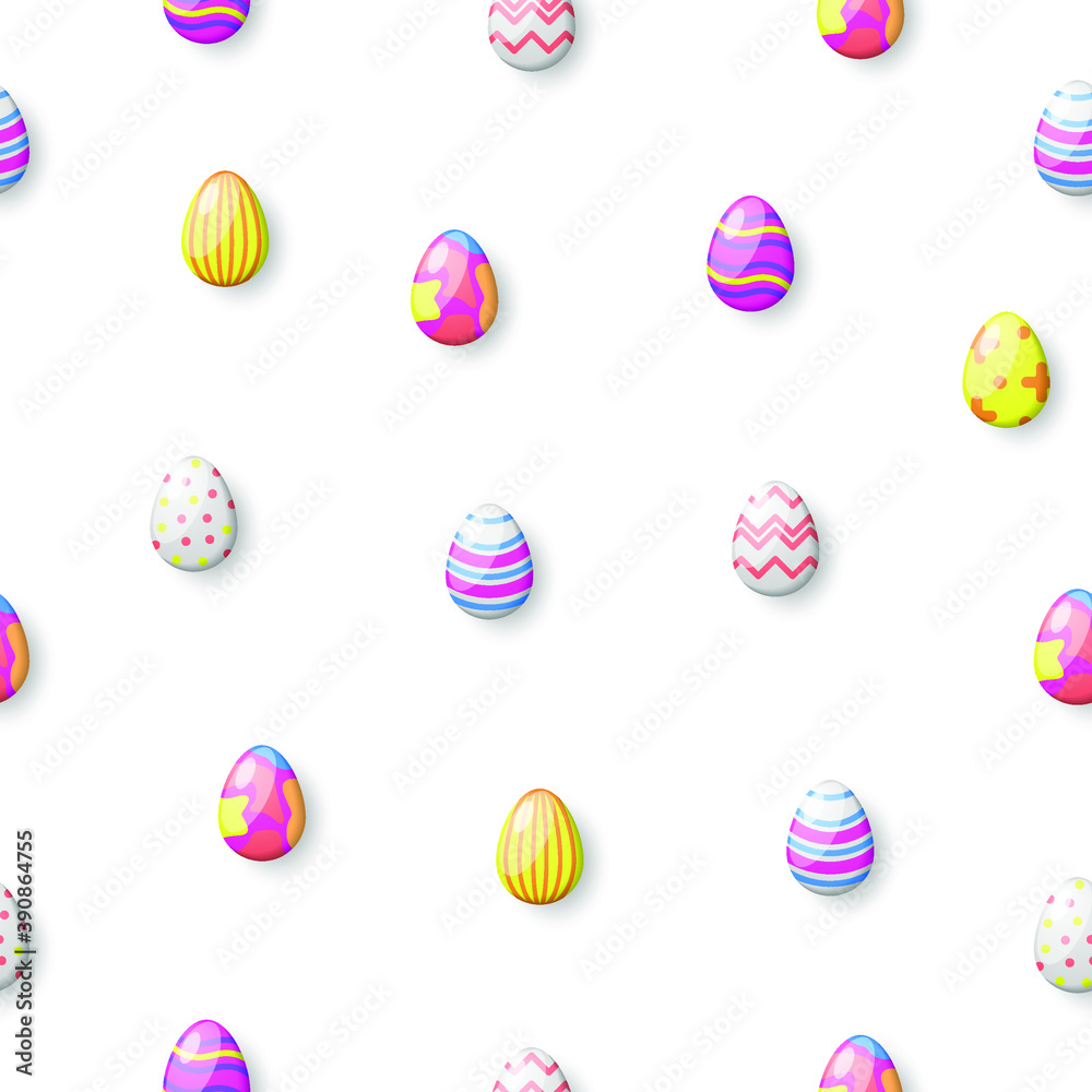 Abstract Seamless Pattern Happy Easter Eggs Background Vector Design Style