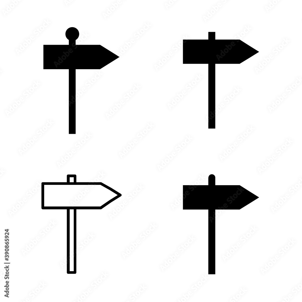 Set of signpost street vector illustration, collection of road arrow symbol isolated on white background, web pointer Set of signpost street vector illustration, collection of road arrow symbol isolated on white background, web pointer
