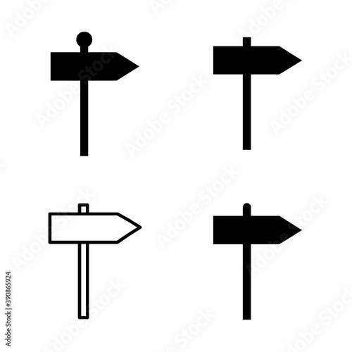 Set of signpost street vector illustration, collection of road arrow symbol isolated on white background, web pointer