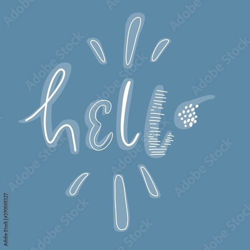 Hello background lettering calligraphy card