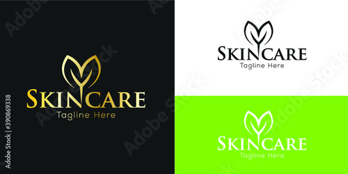 Creative natural leaf Skin Care logo design concept suitable for company logo, package, print, digital, icon, apps, and other marketing material purpose
