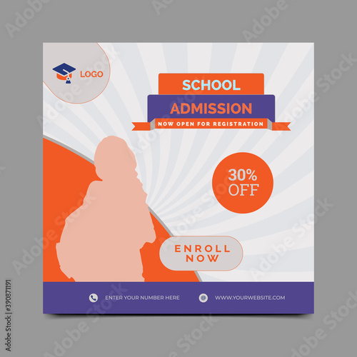 School Admission Social Media Banner and template