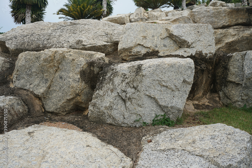 Big Granite rock stone in the nature. Granite is an intrusive igneous coarse grained rock.