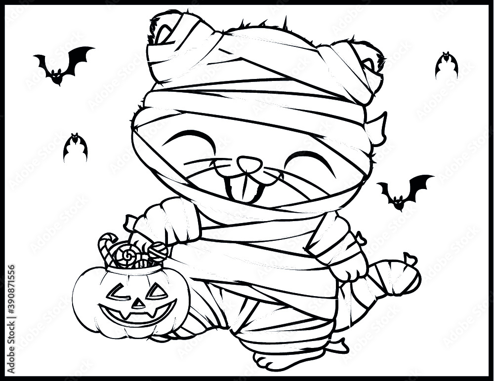 Coloring book page for Halloween - Coloring page- Black and White