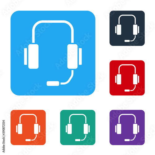 White Online psychological counseling distance icon isolated on white background. Psychotherapy, psychological help, psychiatrist online consulting. Set icons in color square buttons. Vector.