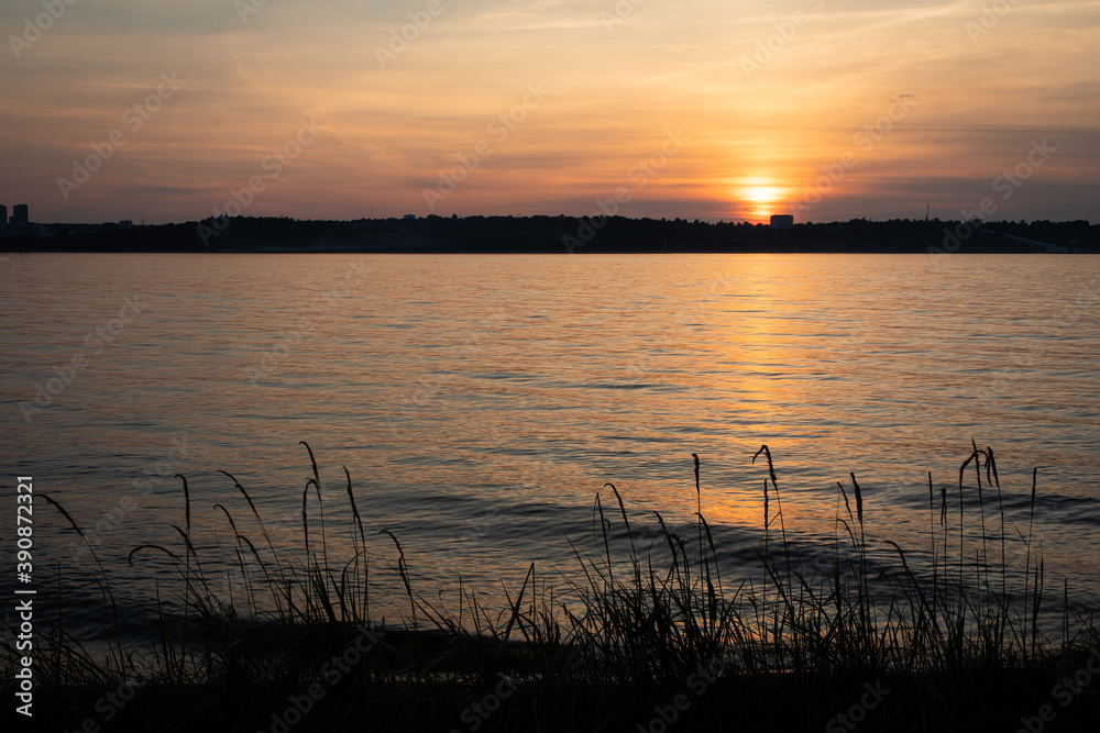 Beautiful sunset over the Kiev Sea, Ukraine