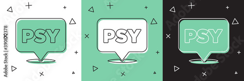 Set Psychology icon isolated on white and green, black background. Psi symbol. Mental health concept, psychoanalysis analysis and psychotherapy. Vector.