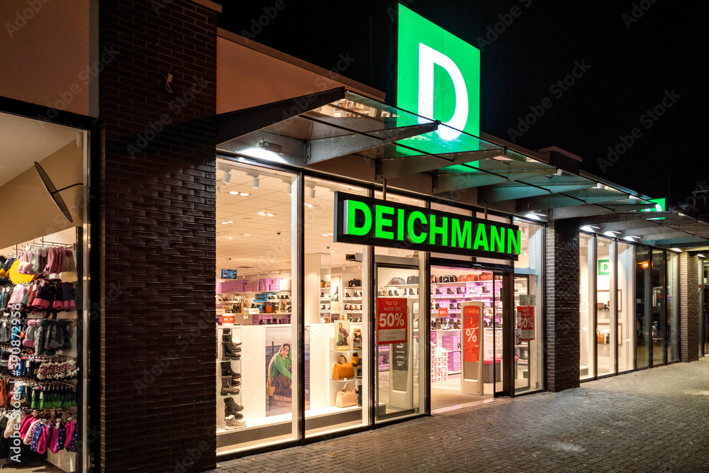 CUXHAVEN, GERMANY OCTOBER 30, 2020 Deichmann branch. Deichmann SE is the largest footwear