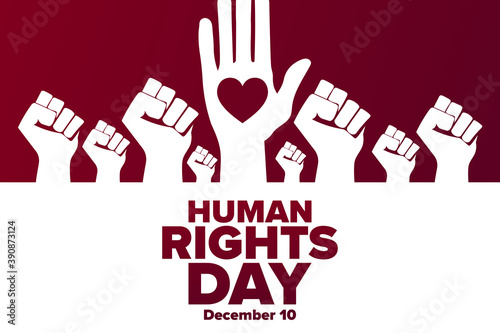 Human Rights Day. December 10. Holiday concept. Template for background, banner, card, poster with text inscription. Vector EPS10 illustration.